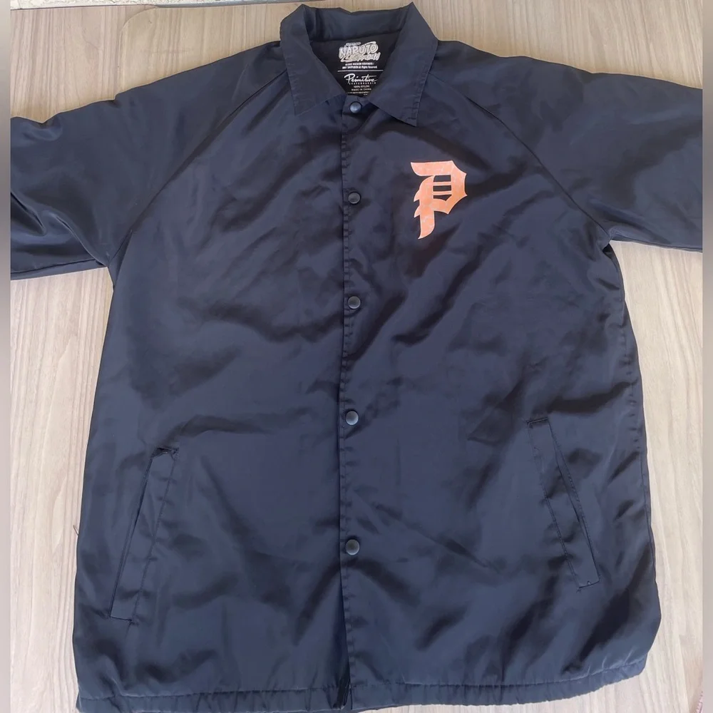 Naruto Shippuden Stylish Navy Windbreaker with Orange Accent